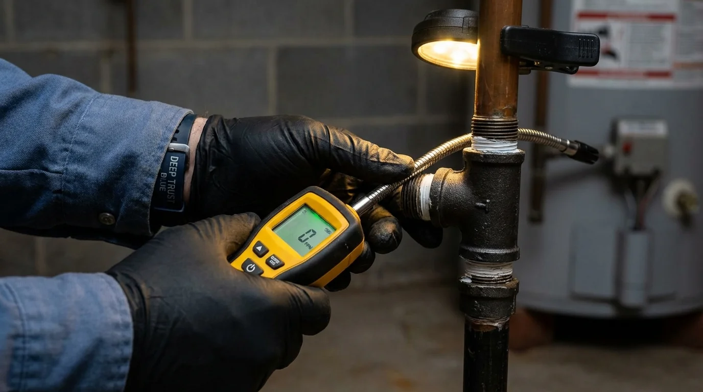 Gas leak detection with electronic sniffer by Johns Plumbing LLC in Armonk